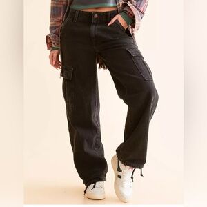 Levi's '94 Wide Baggy Black Cargo Y2K Cotton Jeans Adjustable Hem 32 x 30